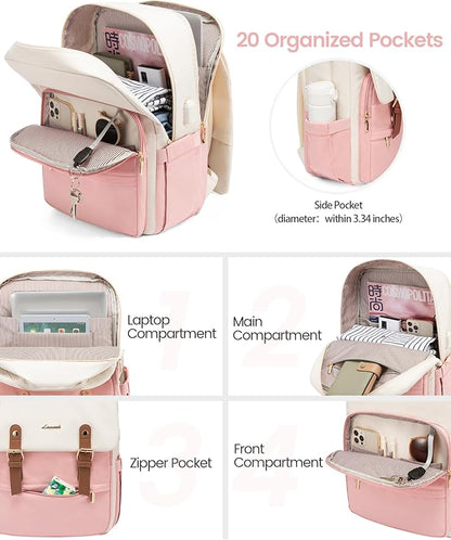 LOVEVOOK Travel Laptop Backpack Purse for Women Fashion Vintage Computer Backpack 15.6 Inch Large Teacher Nurse Backpack Casual Daypack for Business Work College
