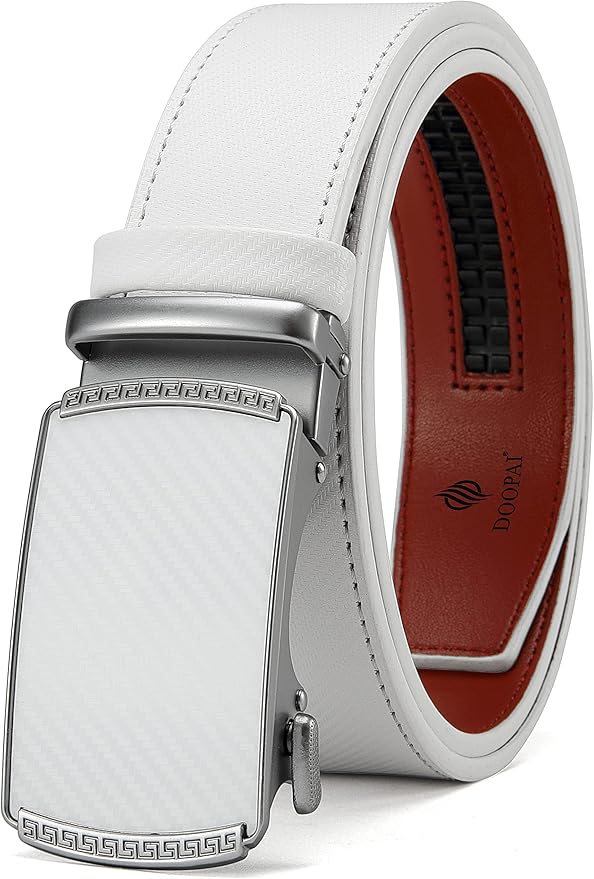 DOOPAI Belt Men, Ratchet Dress Adjustable 1 3/8" Sliding Leather Designer, Size Length Can be Cut, with Gift Box