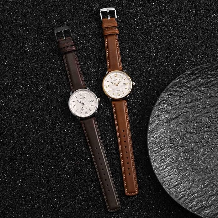 WOCCI Quick Release Watch Band, Distressed Genuine Leather, Stainless Steel Buckle, Strap Width 18mm 19mm 20mm 22mm 24mm