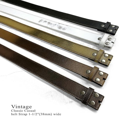 BS57 Classic Vintage Casual Jean Replacement Belt Strap or Belt 1-1/2"(38mm) Wide, Multi-Style Options