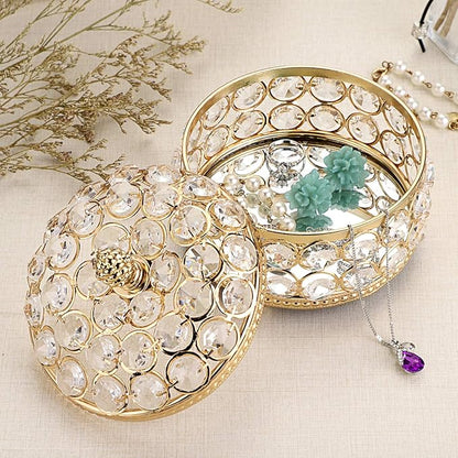 Hipiwe Crystal Mirrored Jewelry Box - Jewelry Trinket Organizer Treasure Box Home Decor Ring Earrings Necklace Storage Holder Chest Keepsake Box,Birthday Christmas Gift for Women, Large