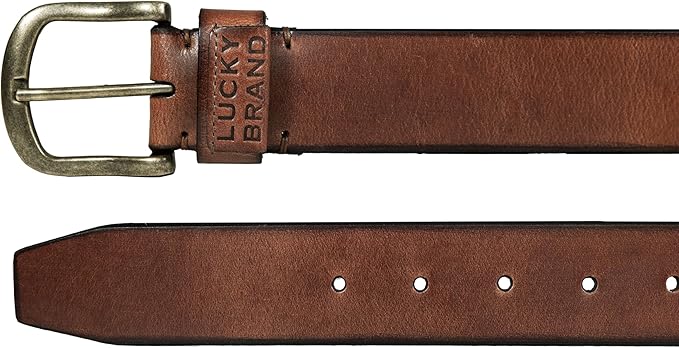 Lucky Brand Men's Jeans Leather Belt| Classic| Casual| Dress| Everyday| American Heritage| Genuine Leather| Metal Buckle