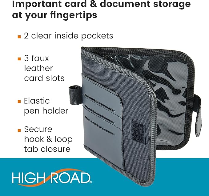 High Road Car Visor Organizer and Registration and Insurance Card Holder with Clear Document Pockets and 3 Card Holders - Vehicle Document Holder for Cars, Trucks and SUVs, Single Pack