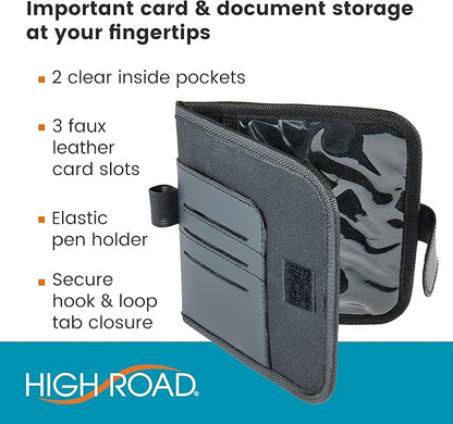 High Road Car Visor Organizer and Registration and Insurance Card Holder with Clear Document Pockets and 3 Card Holders - Vehicle Document Holder for Cars, Trucks and SUVs, Single Pack