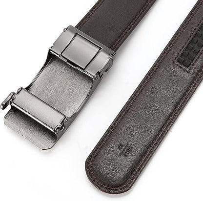 BOSTANTEN Mens Belt Leather Ratchet Belt For Men Dress and Casual with Adjustable Buckle, Trim to Fit