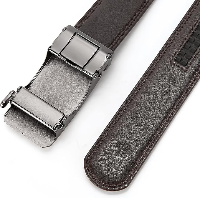 BOSTANTEN Mens Belt Leather Ratchet Belt For Men Dress and Casual with Adjustable Buckle, Trim to Fit