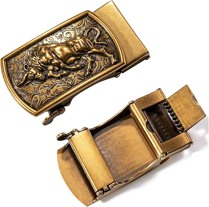 Dubulle Men's Ratchet Belt Gold/Black/Red/Green/Blue/White Automatic Buckle Business Casual Belt Gift - Adjustable Fit