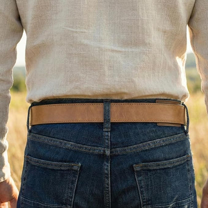 BC Belts Leather Belt Strap with Vintage Distressed Texture 1.5" Wide with Snaps and without Buckle