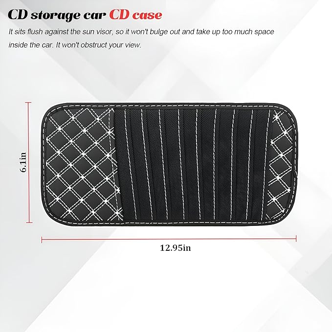 2PCS Car Visor CD Holder, PU Leather Large Capacity Vehicle DVD Storage Organizer with 10 Sleeves, Automotive Interior Sun Visor DVD Case Accessories, Universal for Trucks SUV Sedan (White)