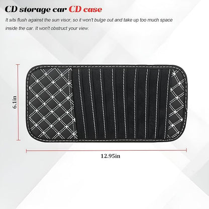 2PCS Car Visor CD Holder, PU Leather Large Capacity Vehicle DVD Storage Organizer with 10 Sleeves, Automotive Interior Sun Visor DVD Case Accessories, Universal for Trucks SUV Sedan (White)
