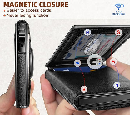 BULLIANT Men Wallet Gift Boxed,Slim Front Pocket Wallet Money Clip Card Holder 3.8"x2.7",Pop-up Access