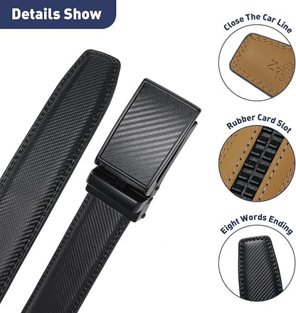 Men's Belt, Leather Ratchet Belt For Men's Dress 3.0cm,1 1/8" Size Adjusted Automatic Buckle