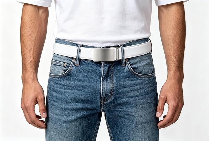 Lingli Men's Belt,Ratchet Dress Belt with Automatic Buckle Brown/Black-Trim to Fit-35mm wide