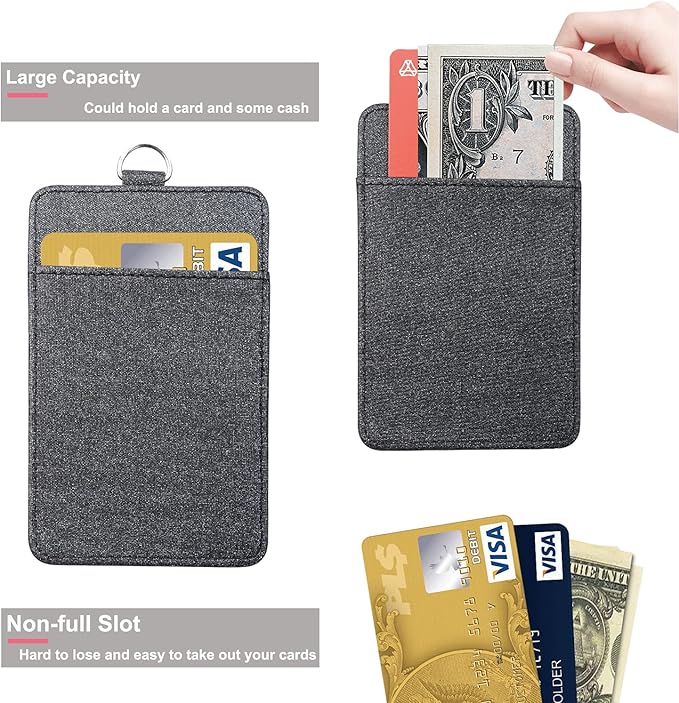 PU Leather ID Badge Holder, Life-Mate ID Badge Holder with 1 Clear ID Window 1 Credit Card Slot and PU Leather Lanyard for Badge Credit Cards College ID Cards in Glitter Black