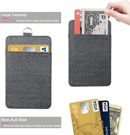 PU Leather ID Badge Holder, Life-Mate ID Badge Holder with 1 Clear ID Window 1 Credit Card Slot and PU Leather Lanyard for Badge Credit Cards College ID Cards in Glitter Black