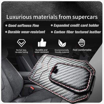 Car Sunglasses Holder - Visor Clip Style & Magnetic Plush Leather Construction Doubles as Credit Card & Fuel Card Box with Storage Pocket &Holds Sunglasses