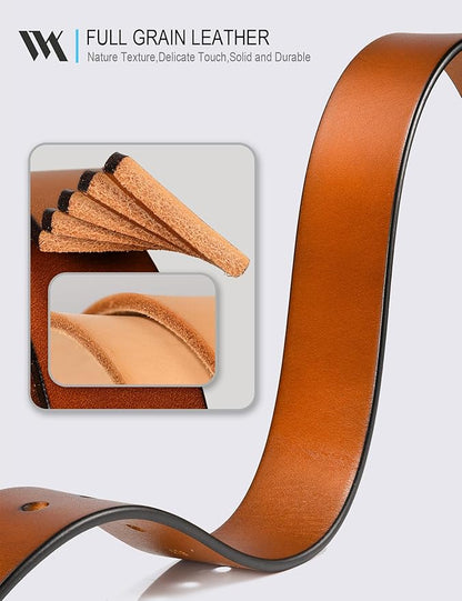 WOLFANT 1.5" Top Full Grain Leather Belt for Men in Gift Box,100% Italian Real Solid Leather