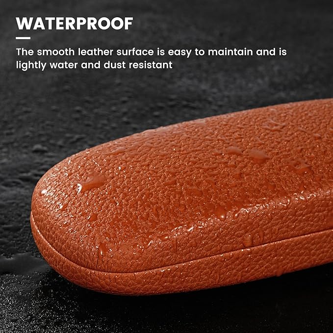 molshine Hard Shell PU Leather Glasses Case,Travel Portable Eyeglass Case for Men Women Girl Travel Study Work