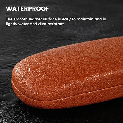 molshine Hard Shell PU Leather Glasses Case,Travel Portable Eyeglass Case for Men Women Girl Travel Study Work