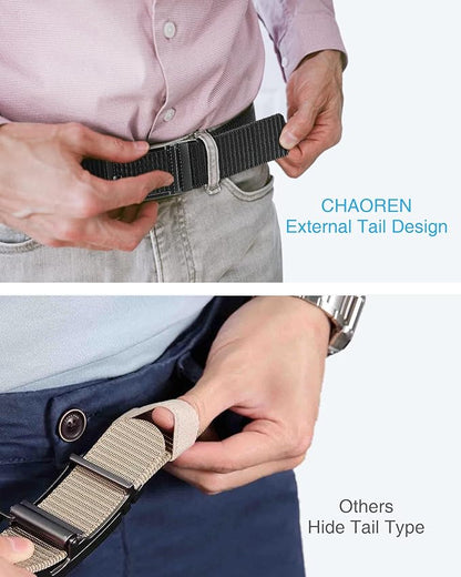 CHAOREN Nylon Ratchet Belts for Men - Adjustable Casual Work Belt with Slide Buckle - Trim to Fit