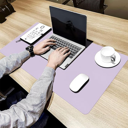 Bloss Light Purple Desk Mat, Double-Sided Leather Desk Pad, Desk Matt for Desktop, Waterproof Desk Pad Mat, Computer Mat for Office Work/Home - 31.5" x 15.7"