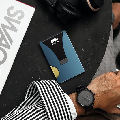 furid Minimalist Card Wallet for Men Slim: Rfid Metal Wallet with Money Clip Credit Card Holder - Gift for Man Husband at Brithday Stocking Stuffers