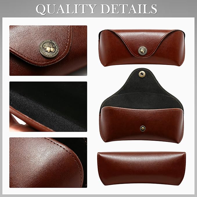 SUNGAIT Vegan Leather Glasses Case Portable Sunglasses Holder Hard Shell Slim Design Travel-Ready