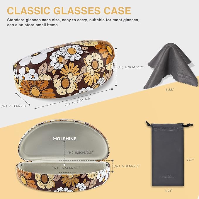 molshine Hard Shell Sunglasses Case,Large Glasses Case for Women Men Oversized Sunglass Eyeglasses