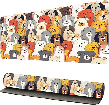 Positively Adorable Dog Desk Mat - 31.5 * 15.75in Desk Pad, Large Non-Slip PU Leather Pad for Aesthetic Home Office & Gaming,A Gift for Dog Lovers