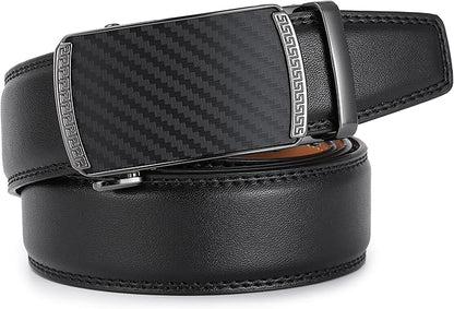 Lingli Men's Belt,Ratchet Dress Belt with Automatic Buckle Brown/Black-Trim to Fit-35mm wide