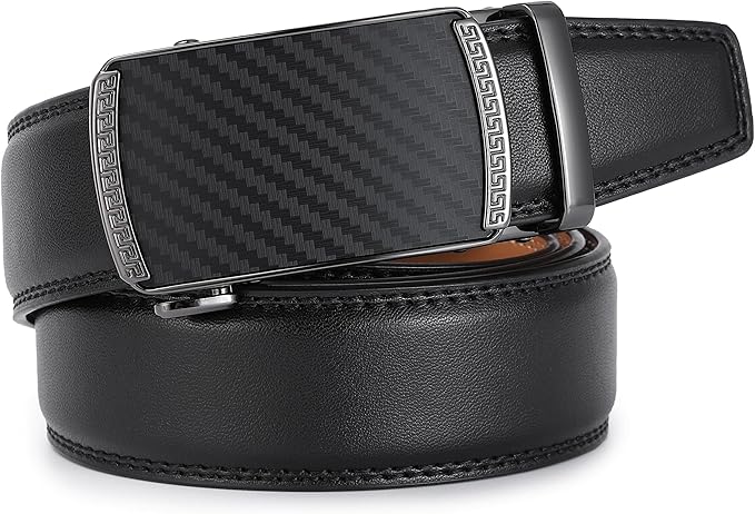 Lingli Men's Belt,Ratchet Dress Belt with Automatic Buckle Brown/Black-Trim to Fit-35mm wide