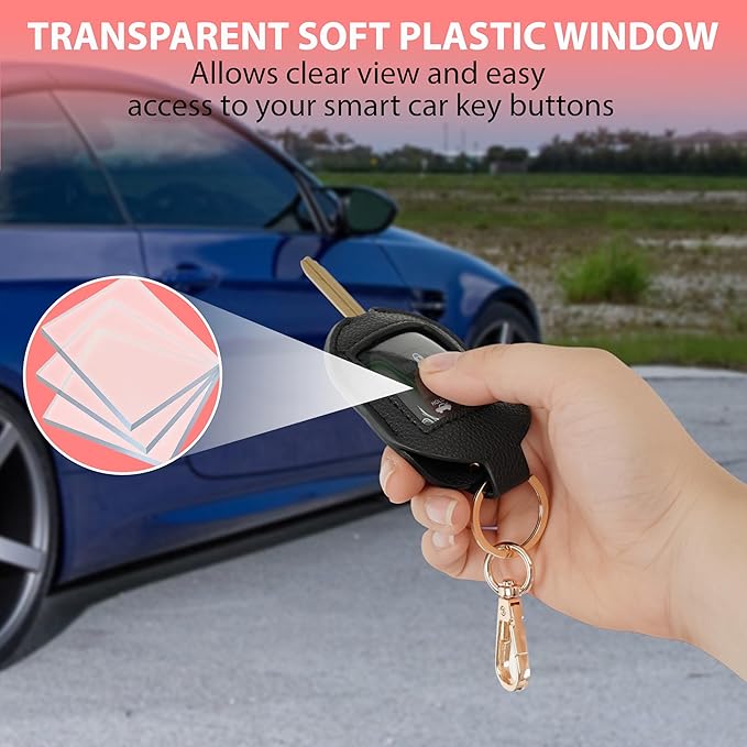 Leather Car Key Fob Cover Sleeve Holder for Broken Keys – Smart Remote Protector Case with Keychain for Men & Women