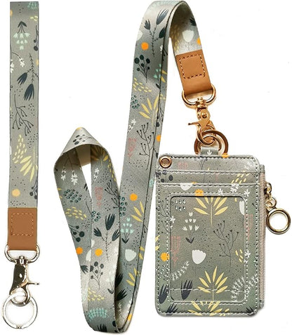 Lanyard Wallet,Wallet Lanyard,lanyards for id Badges,lanyards for id Badges for Women,Lanyard Wallet for Women,Fashion Badge Holder with Zipper (Light Grey)