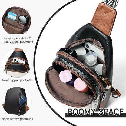 Leresas 7L Sling Bag for Women Men Vegan Leather Crossbody Bags Fanny Pack Purse Backpack Over Shoulder Bag Travel Anti Theft