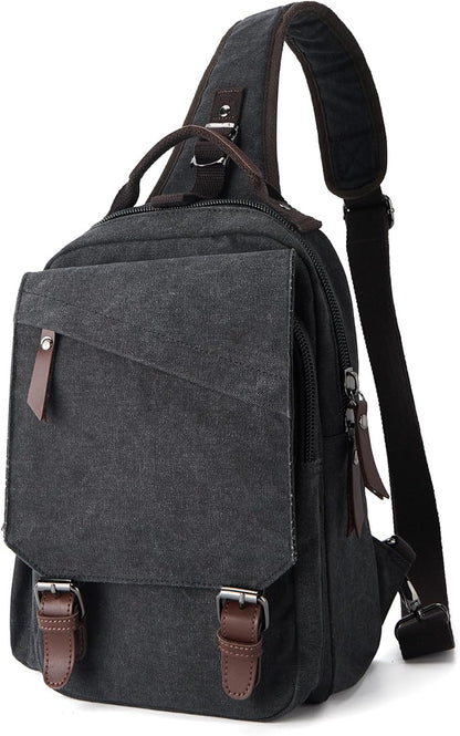 Messenger bag for Men,Small Sling Crossbody Backpack Shoulder Bag for Men Women,canvas Strap Backpack Sling Bag