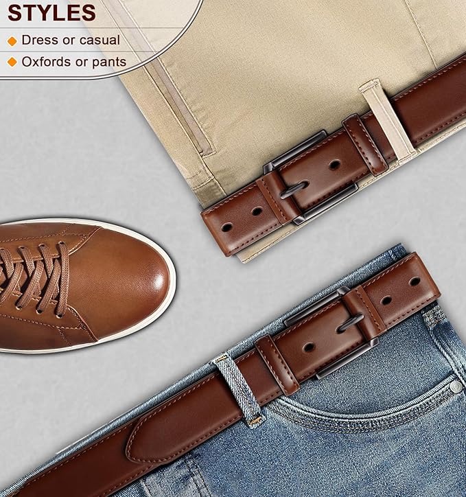 KEMISANT Men Belt-Genuine Leather Belt for Men Dress Casual Golf Jeans 1 3/8"