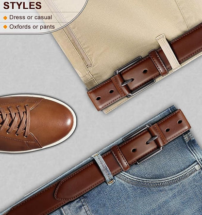 KEMISANT Men Belt-Genuine Leather Belt for Men Dress Casual Golf Jeans 1 3/8"