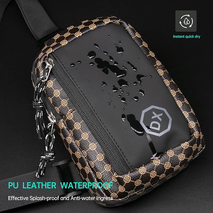 Long Keeper Mini Sling Bag - Women Men Vegan Leather Crossbody Phone Bag Waterproof Travel Running Chest Bag Casual Daypack
