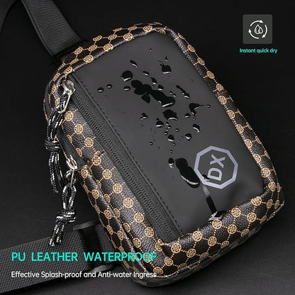 Long Keeper Mini Sling Bag - Women Men Vegan Leather Crossbody Phone Bag Waterproof Travel Running Chest Bag Casual Daypack