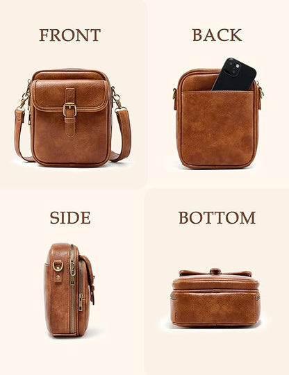 Crossbody Bag for Women Men, Vegan Leather Anti-Theft Messenger Shoulder Bag, Vintage Cross Body Purse with Card Slots