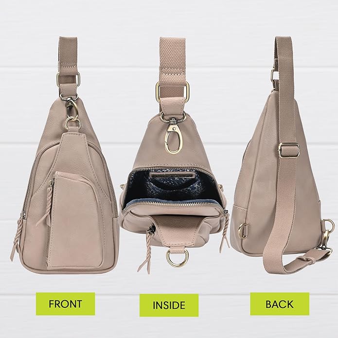 MMS Brands Antik Kraft Tasha Crossbody Sling | Vegan Leather Crossbody Bag for Women with 16-20" Strap | Sling Bags for Women