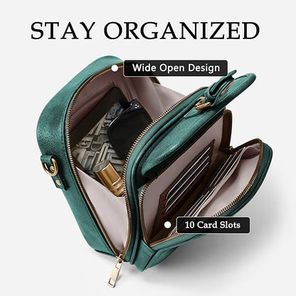 Small Messenger Bag Vegan Leather Crossbody Bag for Women Men, Vintage Cross Body Shoulder Purse with Card Slots