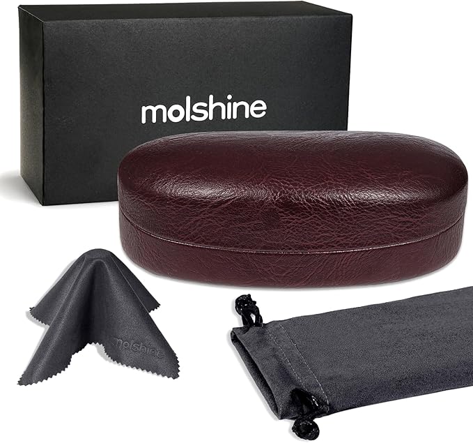 molshine Hard Shell Sunglasses Case,Classic Large Glasses Case for Sunglass, Eyeglasses with Cleaning Cloth, Pocket