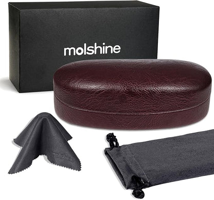 molshine Hard Shell Sunglasses Case,Classic Large Glasses Case for Sunglass, Eyeglasses with Cleaning Cloth, Pocket