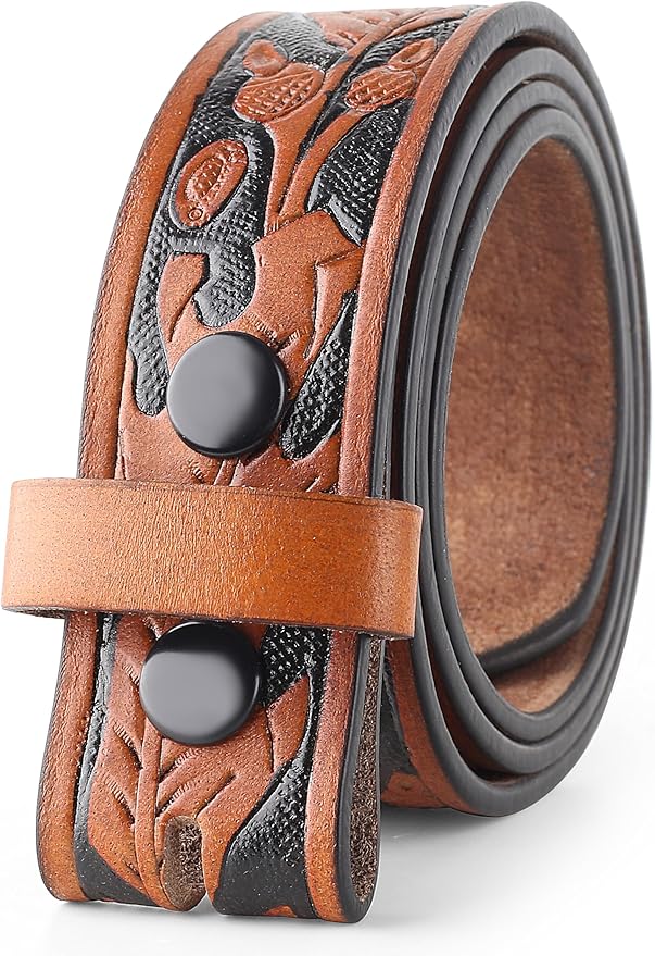 F&L CLASSIC Western Belt without buckle for men – Full Grain Leather Cowboy Belts for jeans - One Piece Leather strap belt