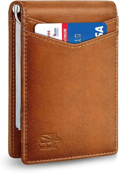 Zitahli Wallet for Men-6 Slots ID Window-Mens Wallets-Slim Wallet Classic Spring Money Clip RFID Blocking-Gift for Men