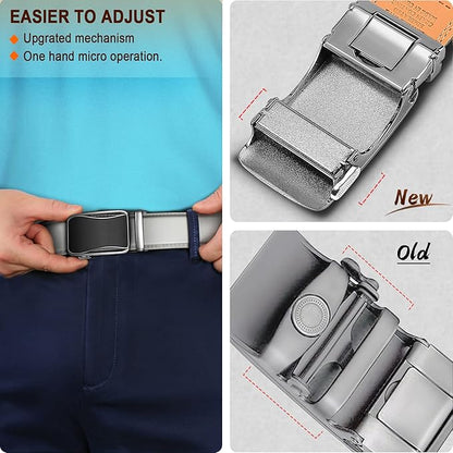 BULLIANT Mens Ratchet Belt,Leather Adjustable Slide Belt For Gift Mens Dress Casual 1 3/8",Size Adjustable
