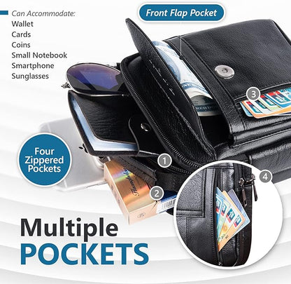 hengwin Genuine Leather Phone Pouch for Belt, Cell Phone Holster with Belt Loop, Crossbody Purse Shoulder Bag Fanny Pack