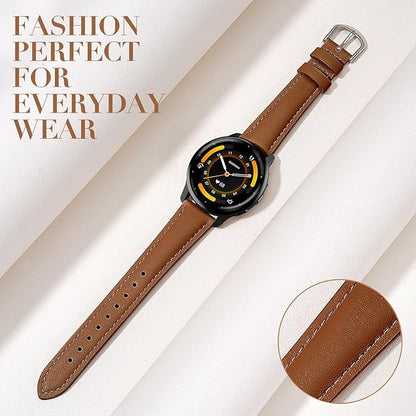 18mm Slim Leather Band Compatible with Garmin Venu 3S 41mm/Venu 4 41mm/Venu 2S/Vivoactive 4S/Vivomove 3S/Forerunner 255S/Forerunner 265S, Quick Release Thin Narrow Soft Strap for Women Men