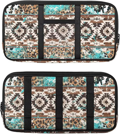 Tribal Pattern Car Sun Visor Storage Bag Sunglass Holder and Storage Pocket Auto Visor Storage Pouch with Multi-Pocket for License Pen Key